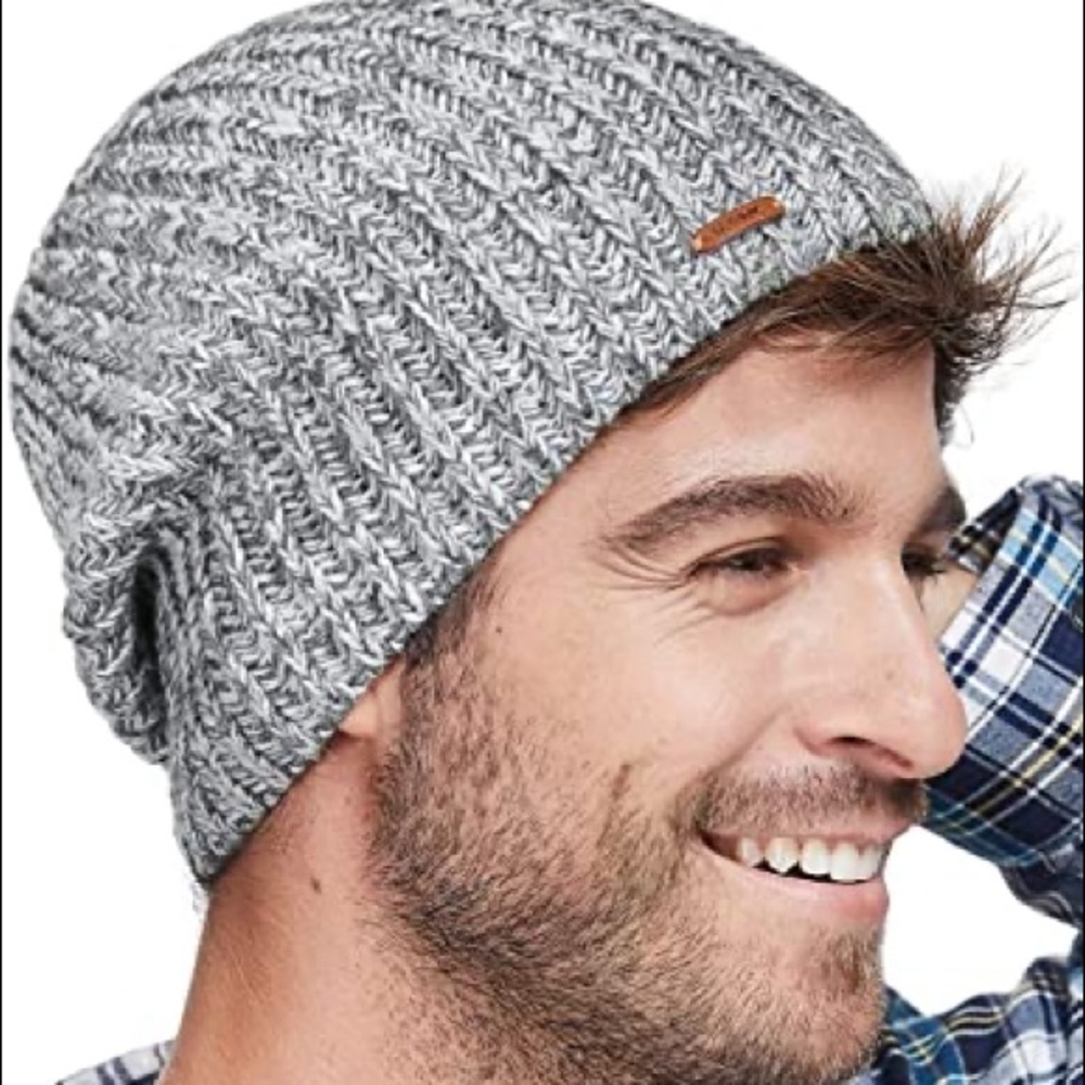 Lethmik Marled Gray Knit Men’s Slouchy Fleece Lined Beanie Hat - Picture 2 of 9